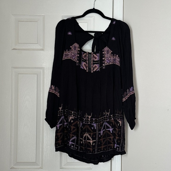 Free People Rhiannon Embroidered Mini Boho Dress Open Back Extra Small NWT - Picture 1 of 9